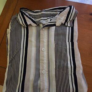 PacSun Men's Striped Button-Down Shirt - Black and White